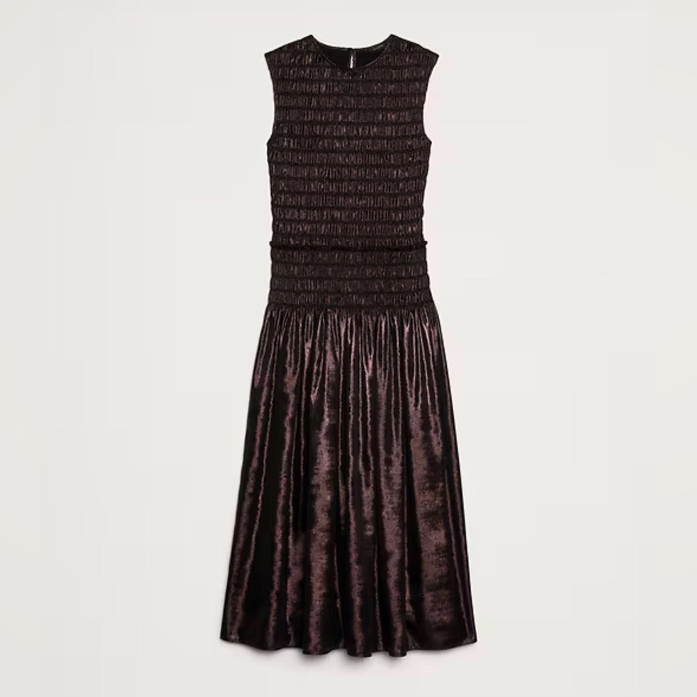 Banana Republic Shimmering deep wine Midi Dress. Stretch bodice. Size PM.NWT.